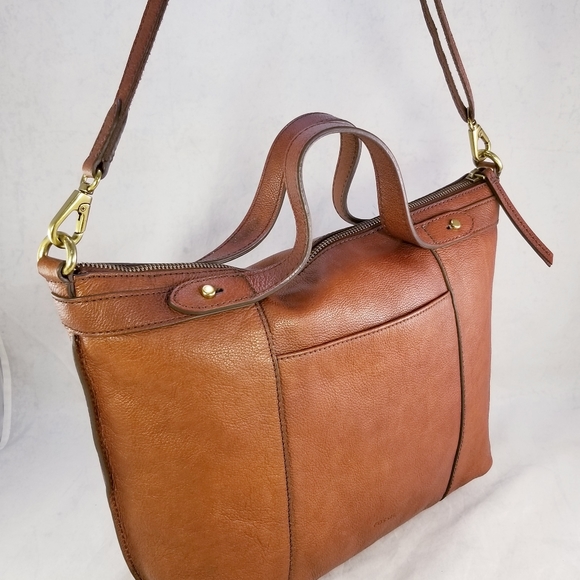 FOSSIL MADDOX REVIVAL TOTE SHOPPER PURSE SHOULDER BAG BROWN LEATHER - Picture 9 of 10